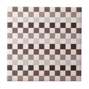 Cafe Au Lait checkerboard pattern Tile