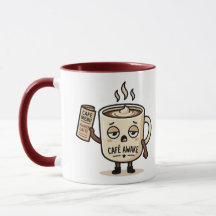 Café Awake Cute Sleepy Coffee Mascot Illustration