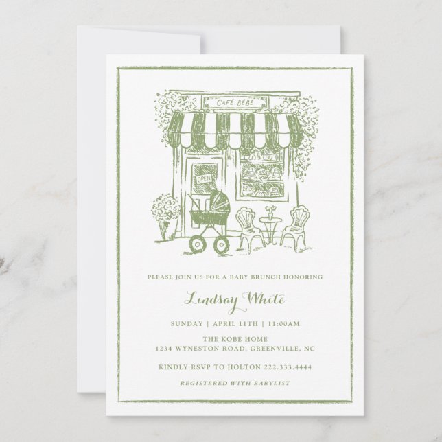 Cafe Bebe Baby Brunch Invite | Baby Shower (Front)