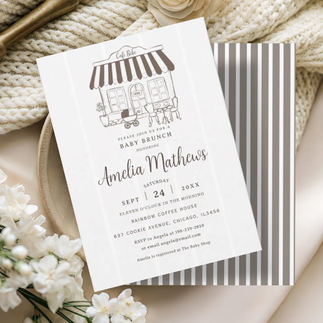 Cafe Bebe Baby Brunch Parisian Style  Invitation (Creator Uploaded)