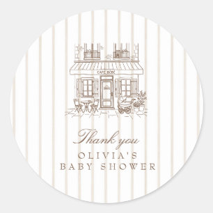 Cafe Bebe Baby Shower Classic Round Sticker