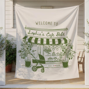 Cafe Bebe Baby Shower Welcome Sign, Coffee Theme Tapestry