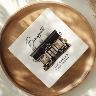 Café Bébé Black & White Bon Appétit Baby Shower Napkin