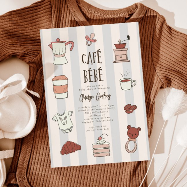 Cafe Bebe Blue Baby Shower Invitation (Creator Uploaded)