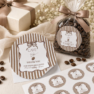 Cafe Bebe Bow Coffee Baby Shower Party Classic Round Sticker