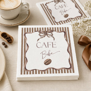 Cafe Bebe Brown Bow Coffee Baby Shower Napkin