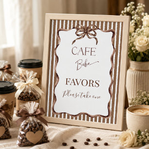 Cafe Bebe Brown Brewing Coffee Baby Shower Favour Poster