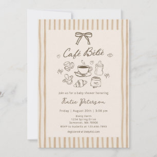 Cafe Bebe Brown Coffee Baby Shower Invitation