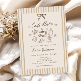 Cafe Bebe Brown Coffee Baby Shower Invitation