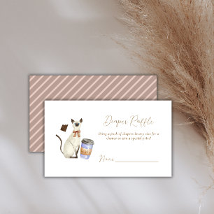 Café Bébé Cat Coffee Diaper Raffle Baby shower Enclosure Card