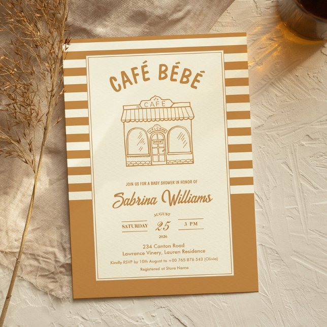 CAFÉ BÉBÉ COFFEE Baby Shower Invitation (Creator Uploaded)