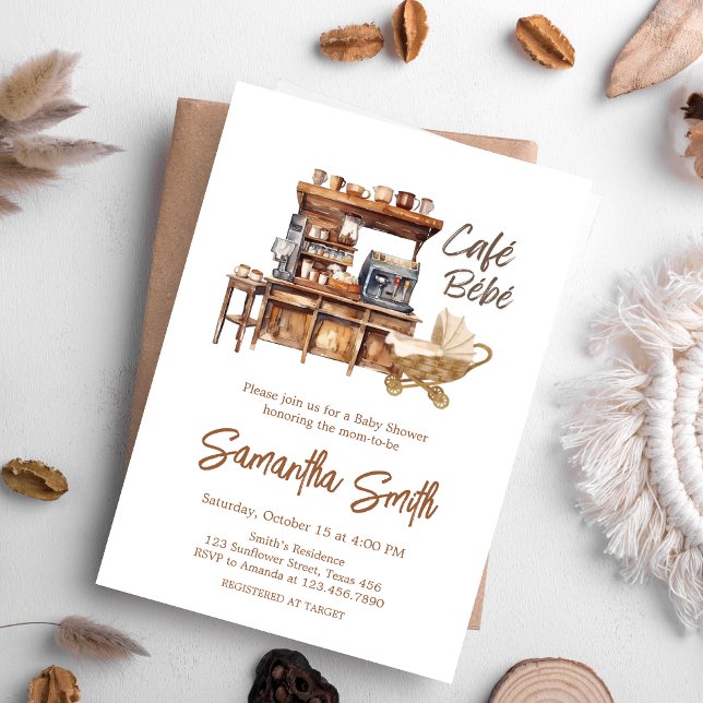 Cafe Bebe Coffee Baby Shower Invitation (Coffee Baby Shower invitation)