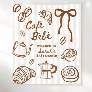 Cafe Bebe Coffee Baby Shower Party Backdrop, Baby Tapestry