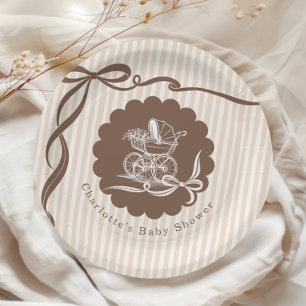 Cafe Bebe Coffee Bow Baby Stroller Baby Shower Paper Plate