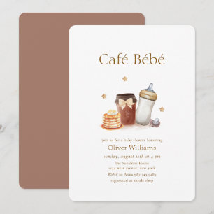 Café Bébé Coffee Pancake Pacifier Baby shower Invitation