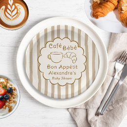 Cafe Bebe French Coffee Personalised Baby Shower Paper Plate