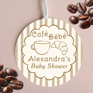 Cafe Bebe French Coffee Personalized Baby Shower Classic Round Sticker