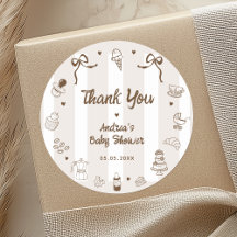 Café Bébé French Hand Drawn Baby Shower Thank You