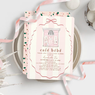 Café Bébé French Paris Cafe Pink Baby Shower Invitation