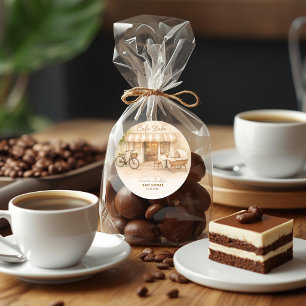 Cafe Bebe Gender Neutral Elegant Brown Baby Shower Classic Round Sticker