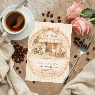 Cafe Bebe Gender Neutral Elegant Brown Baby Shower Invitation