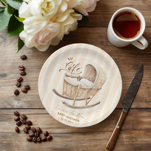 Cafe Bebe Gender Neutral Elegant Brown Baby Shower Paper Plate