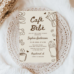 Cafe Bebe Hand Drawn Coffee Baby Shower Invitation