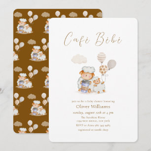 Café Bébé Mommy Sheep  Balloon Coffee Baby shower Invitation