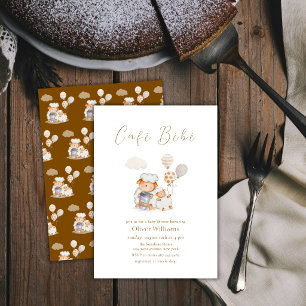Café Bébé Mummy Sheep Balloon Coffee Baby shower Invitation