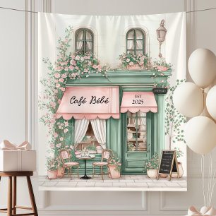 Cafe Bebe Paris Chic Baby Shower Party Backdrop Tapestry