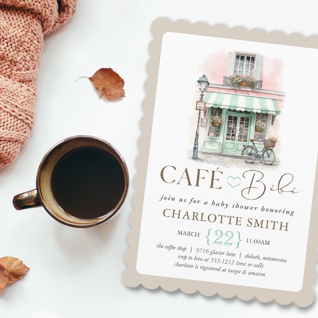 Café Bébé Paris Themed Baby Shower Invitation (Café Bébé Paris Themed Baby Shower Invitation
#cafébébé
#coffeethemedbabyshower
#parisianbabyshower
)