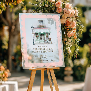 Café Bébé Paris Themed Baby Shower Welcome Acrylic Sign