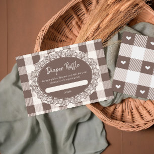 Cafe Bebe Rustic Neutral Baby Shower Diaper Raffle Enclosure Card
