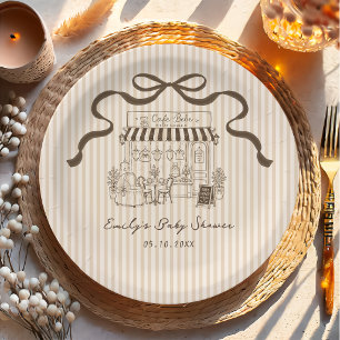 Cafe Bebe Stripe Parisian Baby Shower Paper Plates