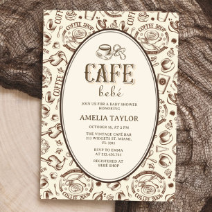 Café Bébé Vintage Coffee Baby Shower Retro Invitation