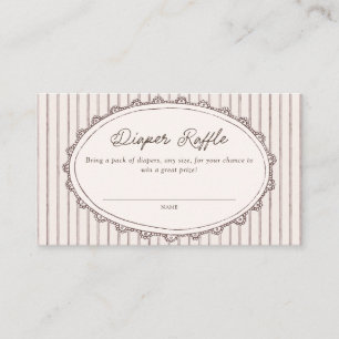 Cafe Bebe Vintage Stripes Diaper Raffle Enclosure Card