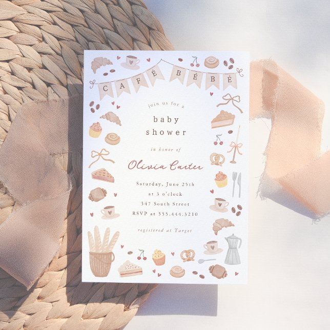 Cafe Bebe Watercolor Baby Shower Invitation (Creator Uploaded)