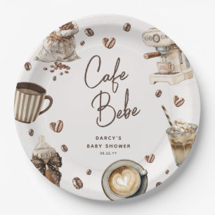 Cafe Bebe' Watercolor Coffee Baby Shower Paper Plate
