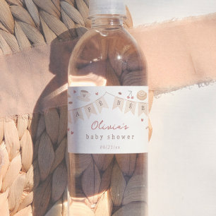 Cafe Bebe Watercolor Gender Neutral Baby Shower Water Bottle Label