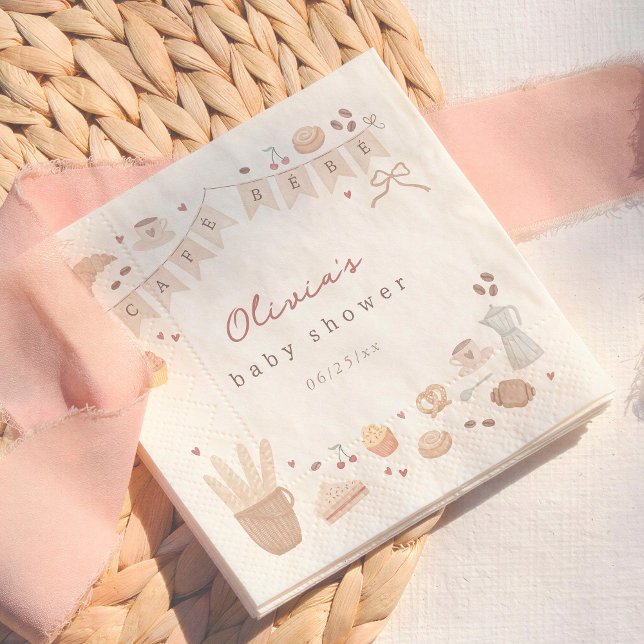 Cafe Bebe Watercolor Hand Drawn Baby Shower Napkin (Creator Uploaded)