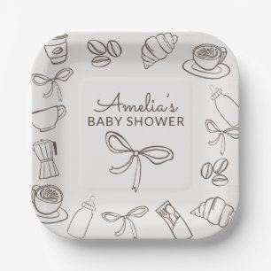 Cafe Bebe Whimsical Bow Baby Shower  Paper Plate
