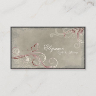 Cafe Bistro Business Card Vintage Swirls Butterfly