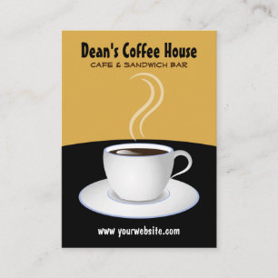 Cafe Black and Beige Coffee Shop Vertical Large Business Card