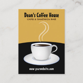 Cafe Black and Beige Coffee Shop Vertical Large Business Card