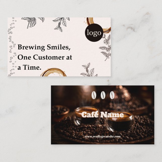 Café Business Card Botanical Coffee Design (Front/Back)