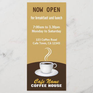 Cafe Coffee Menu Shop Beige and Brown Rack Cards