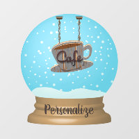 Cafe coffee sign snow globe window cling
