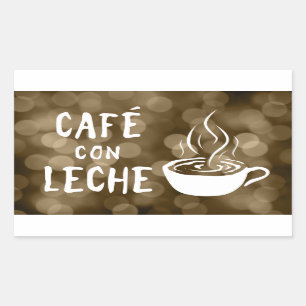 cafe con leche bokeh rectangular sticker