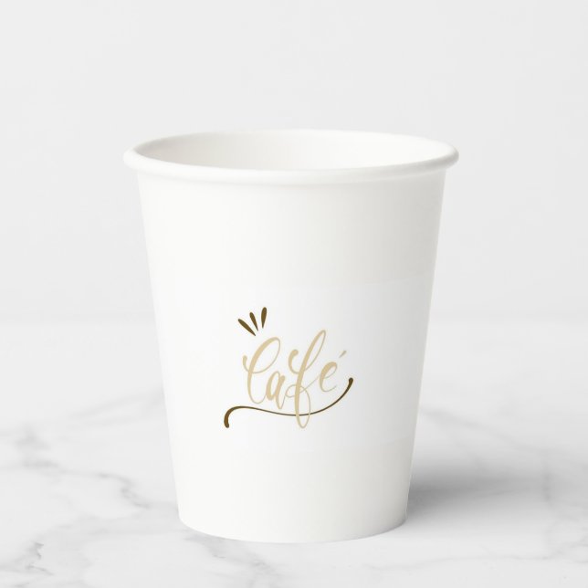 Cafe Gold Script Black Mug  Paper Cups (Front)