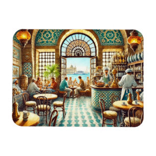 Cafe in Alexandria Egypt Watercolor Painting Magnet